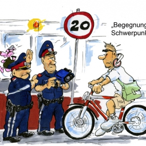 Cartoon des Monats September 2013 – Polizeischwerpunktaktion auf der Mariahilferstrasse