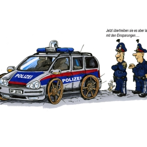Cartoon des Monats Oktober 2013 -Gibt es weitere Einsparungen bei der Polizei?